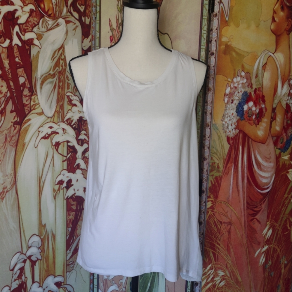Forever 21 Medium White Tank Top with Sheer Back